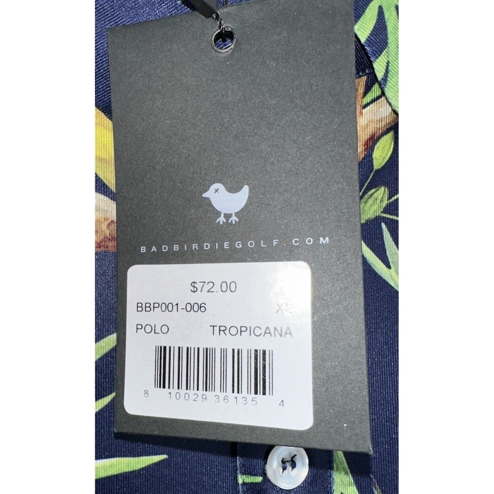 Bad Birdie NEW Mens Size XL Golf Polo "Tropicana" Floral Parrots All Over Print - Picture 7 of 10